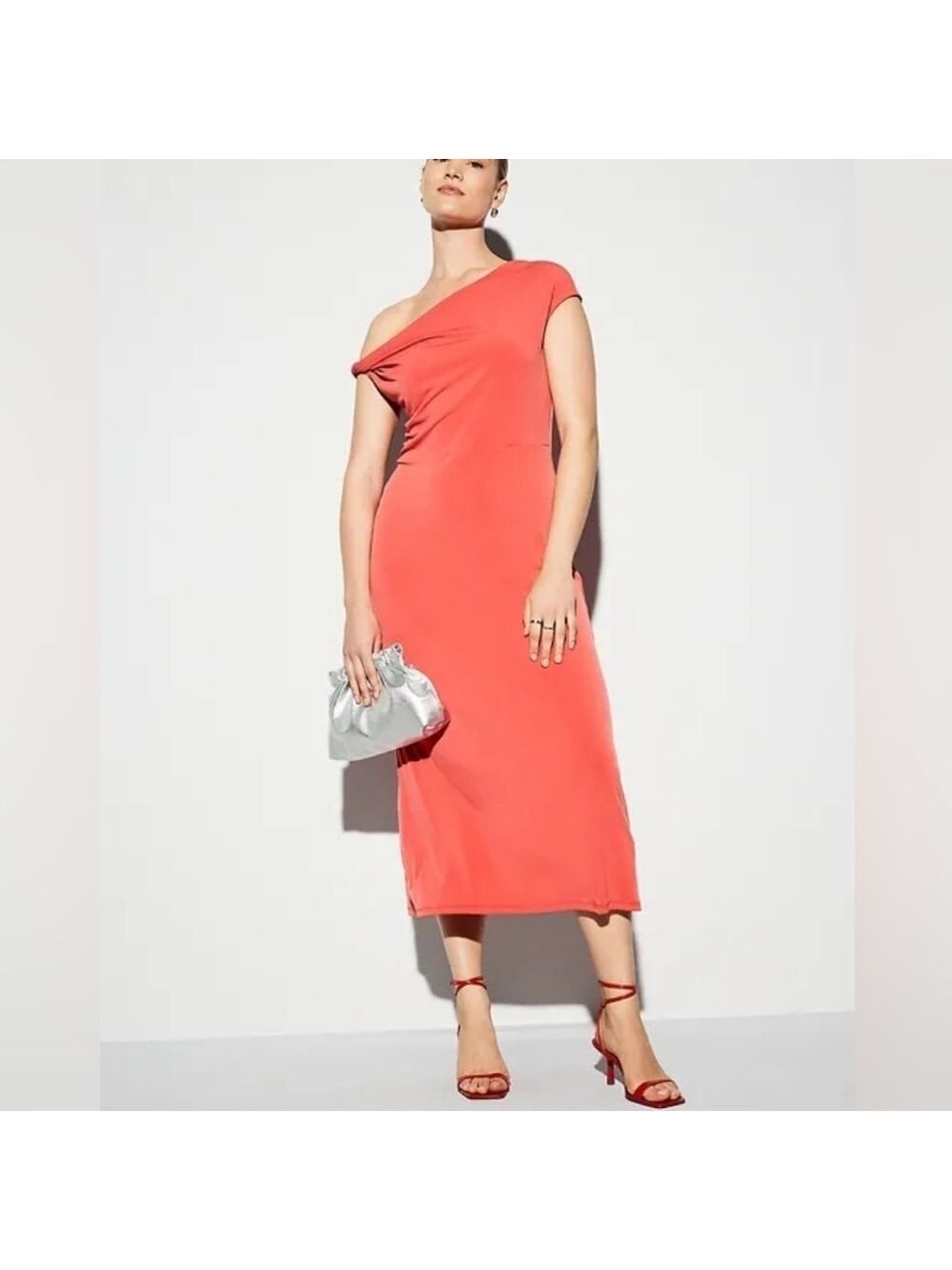 XL Tall• Old Navy • Coral Off-Shoulder The Occasion One-Shoulder Midi Dress